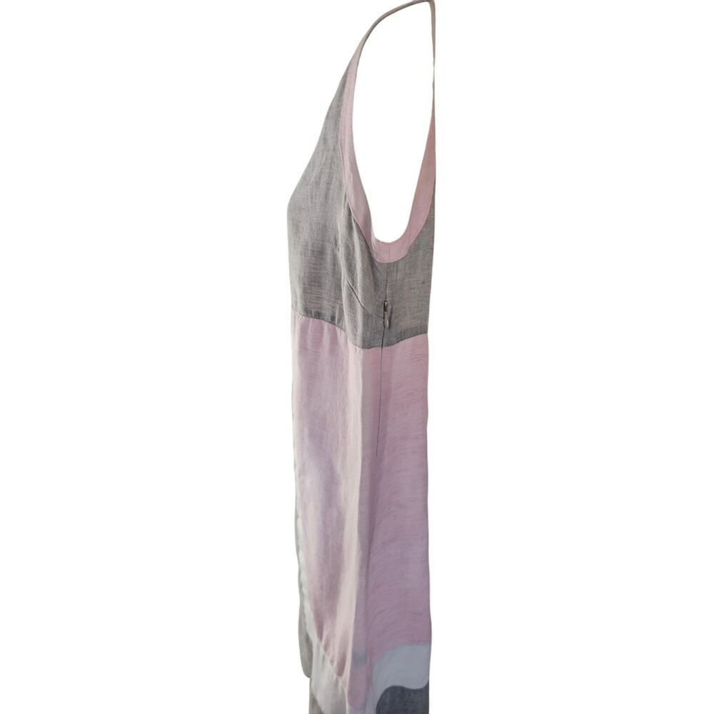 Mario Romano Pink Gray White Colorblock Shift Dress Sz S 100% Italian Linen - Picture 4 of 8